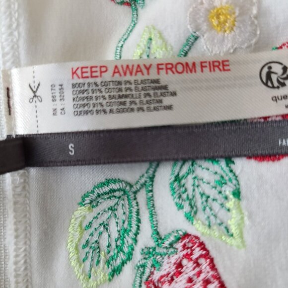 Anthropologie Embroidered Strawberry Thong Panty S White LyreBird CottonCloud - Picture 5 of 8